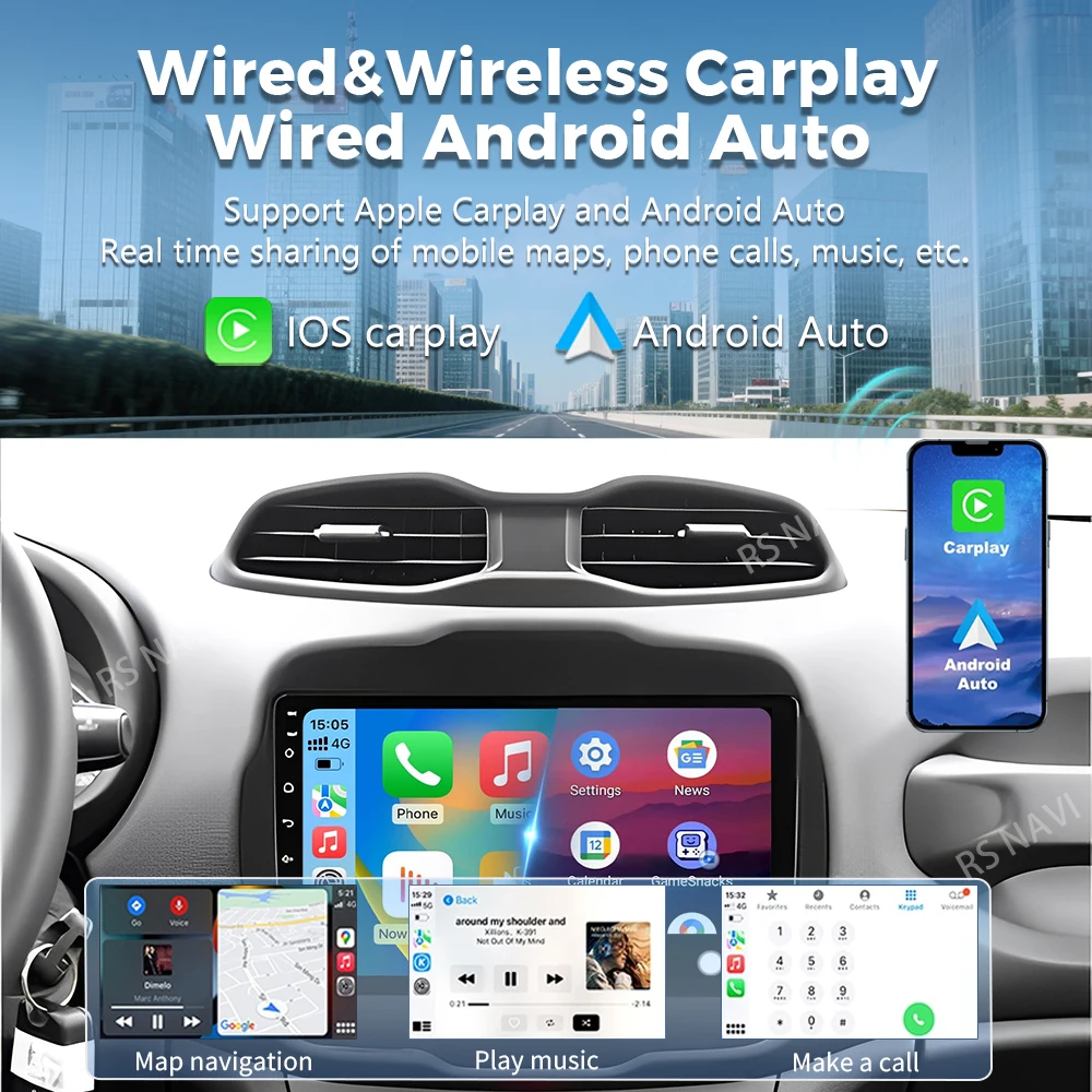 Android 16 For Jeep Renegade 2016 - 2020 2K QLED Android Car Radio Multimedia Video Player GPS AI Voice CarPlay 4G Stereo