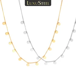 LUXUSTEEL Tiny Small Pendant Choker Necklace for Women Stainless Steel Fashion Dainty Coin Stars Foot Charm Jewelry 1Pcs