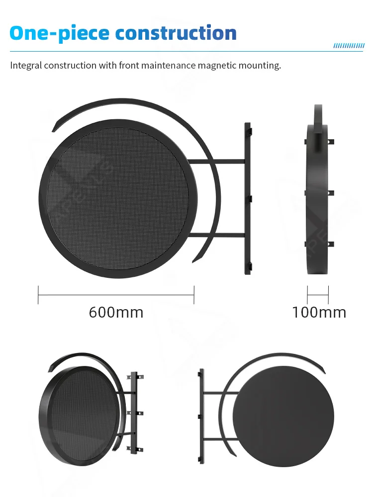 Industrial Grade Disc LED Screen Rotating Double-Sided Storefront Sign Board Commercial Advertising Round Media Display Unit