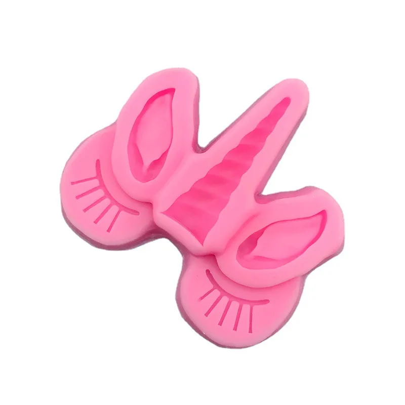 1 piece, unicorn horn ear eyelash combination modeling silicone mold chocolate decoration fondant baking drop mold