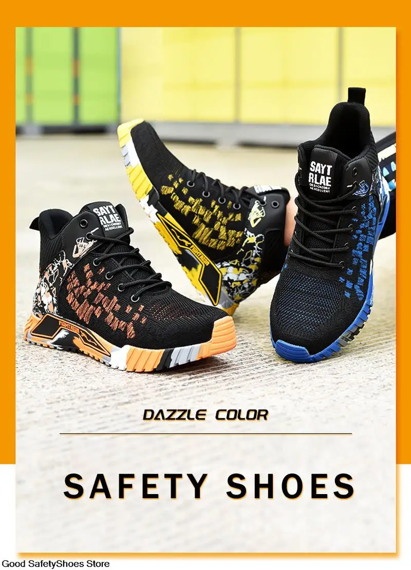 Arbeitssicherheitsstiefel für Männer, Arbeitsschuhe mit Stahlkappe, leichte, unzerstörbare Stiefel, durchtrittsichere Arbeitssneaker für Herren – Detail 4