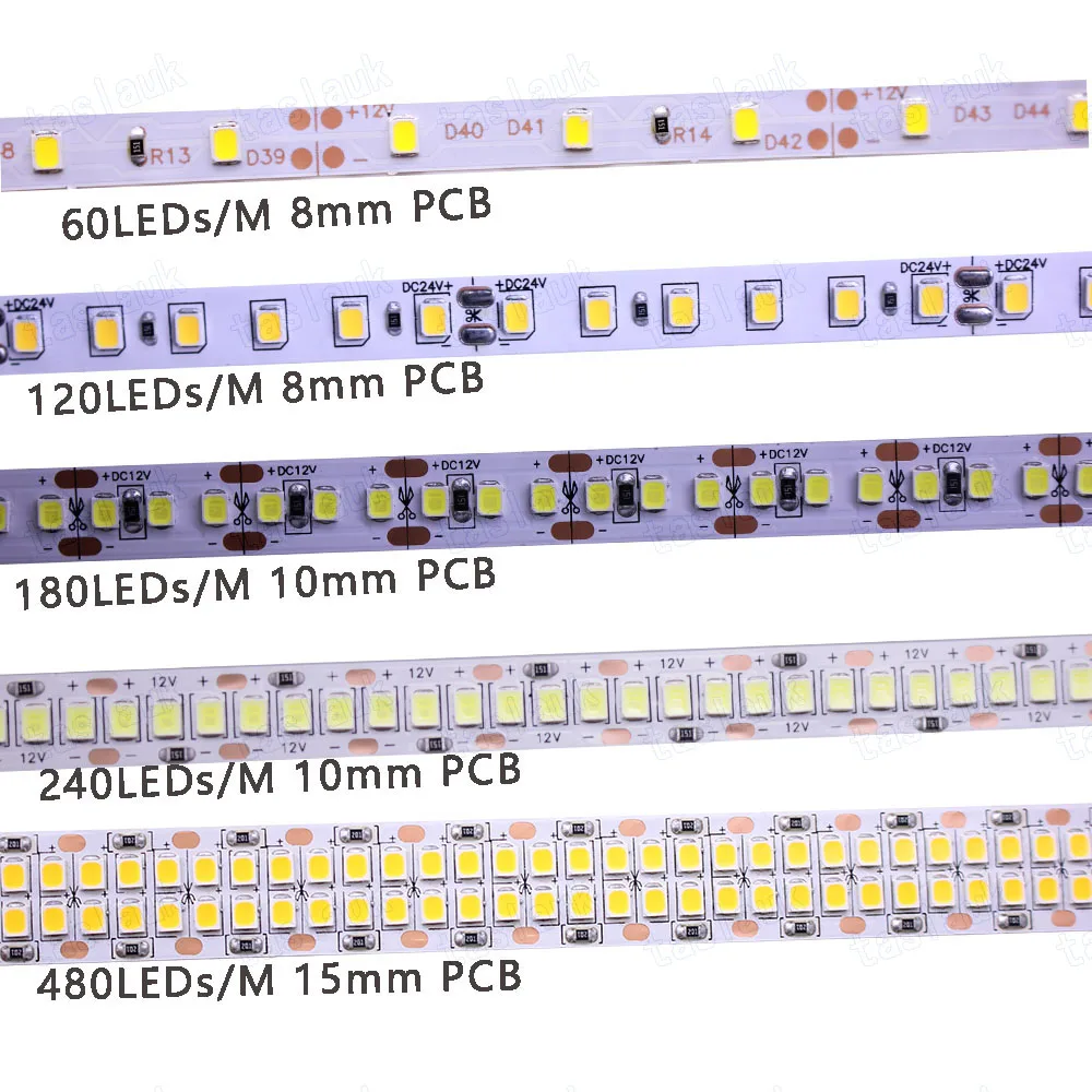 12V 24V 2835 LED Strip 5m 10m 15m 20m Tape Light Ribbon 60/120/240/480 LED Natural White / Warm White / Cold White Home Decor