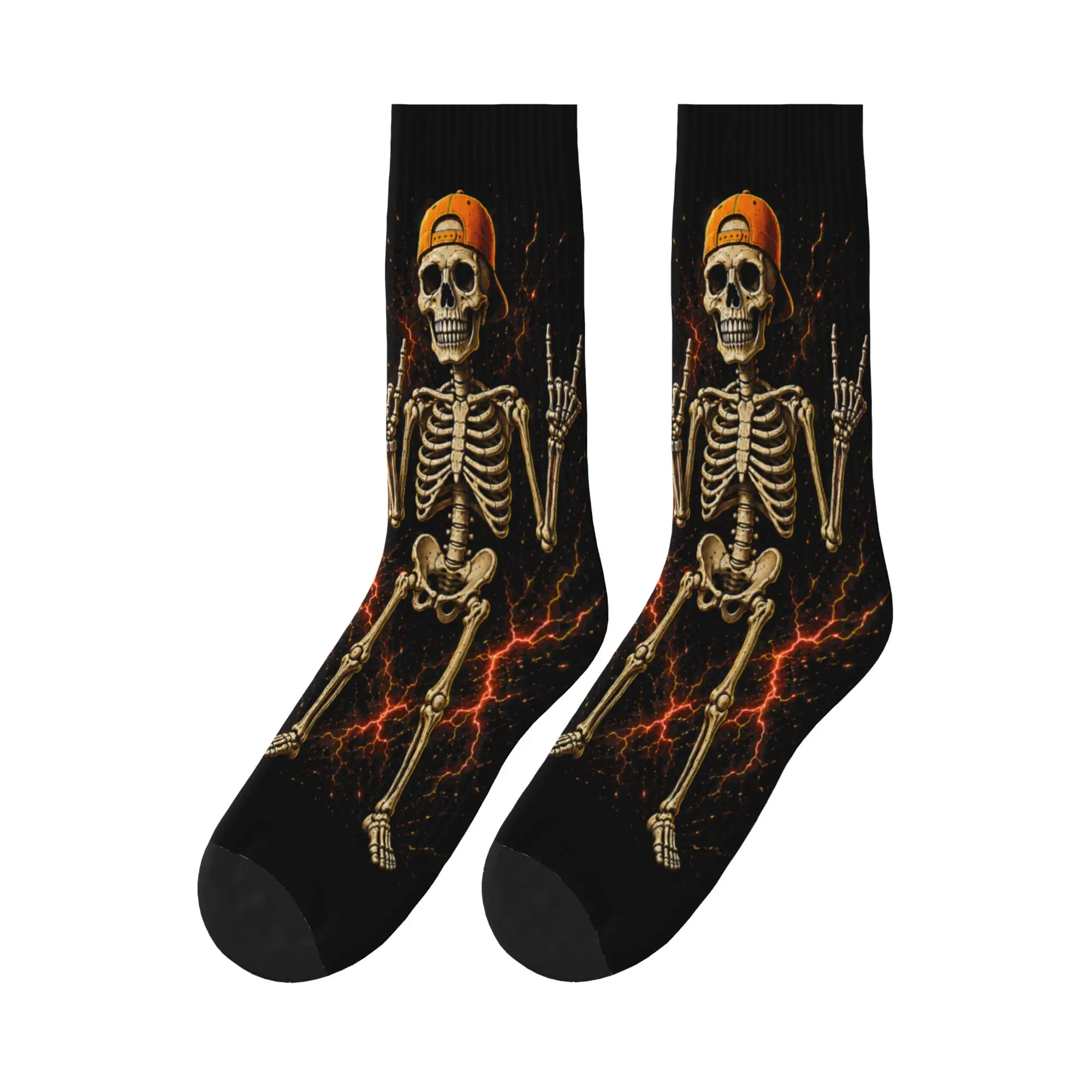 Tung Tung Tung Sahur Skeleton Halloween Socks Autumn Stockings Elegant Men Soft Breathable Socks Graphic Outdoor Non Slip Socks