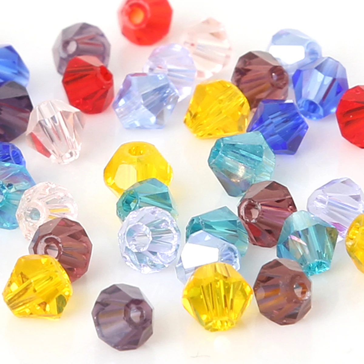 ลูกปัดคริสตัลแก้วออสเตรียรูปไบโคน 4mm คุณภาพสูง - ลูกปัดหลวมสี AB (สร้อยข้อมือ/เครื่องประดับ DIY) 80-85เม็ด/ถุง