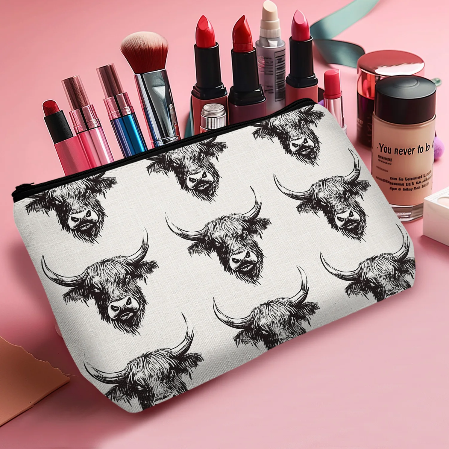 1 Pc Western Makeup Bag Cow Stuff Western Stuff For Women Country Girls Daughter Best Friend Cosmetic Bag Cow Gifts