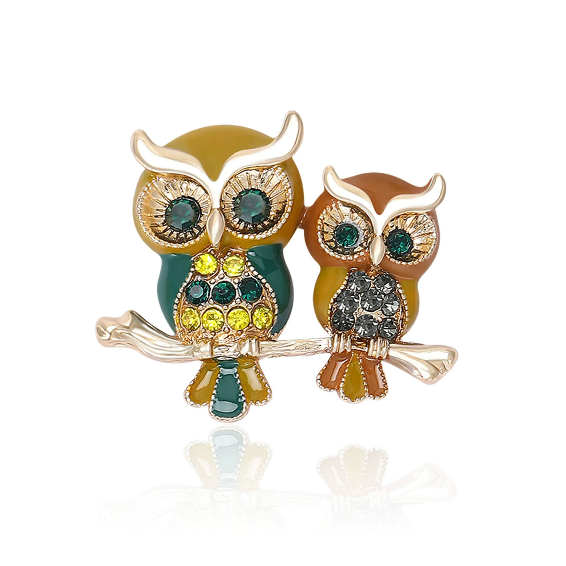 Stylish Enamel Owl Brooches for Women Unisex Rhinestone Bird Pins Office Funny Luxury Party Friend Gifts Jewelry Accessories