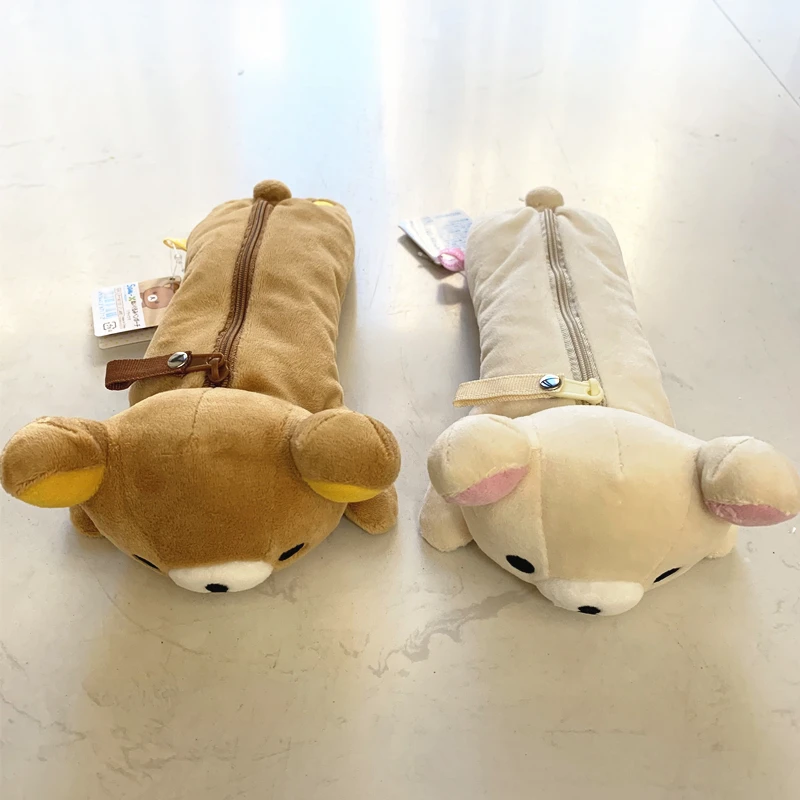 Kawaii Rilakkuma 여아용 봉제 필통, 코릴락쿠마 곰 애니메이션, 귀여운 필통 파우치, 정리함 펜 가방