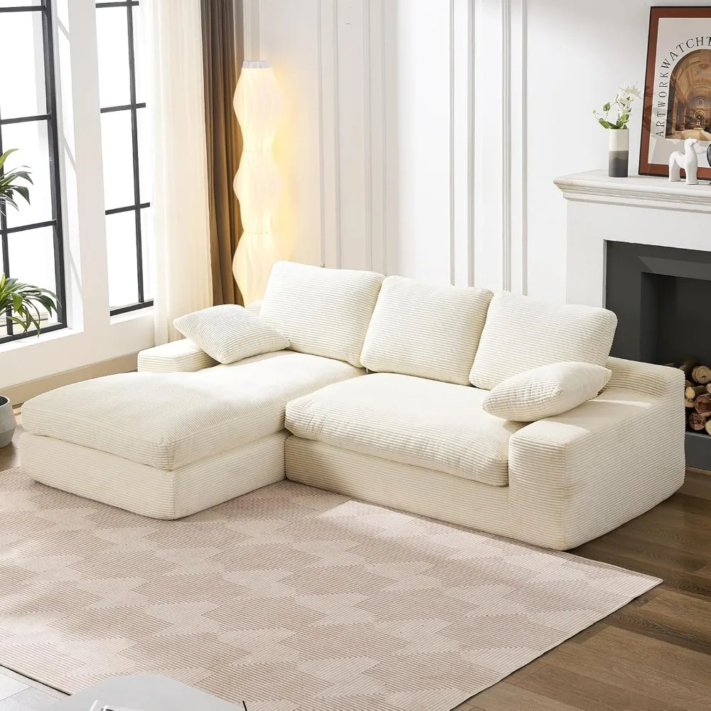أريكة مقطعية سحابية مقاس 98.4 بوصة مع كرسي، أريكة منجدة حديثة على شكل حرف L مع مقعد عميق، أرائك مقسمة على شكل سروال قصير
