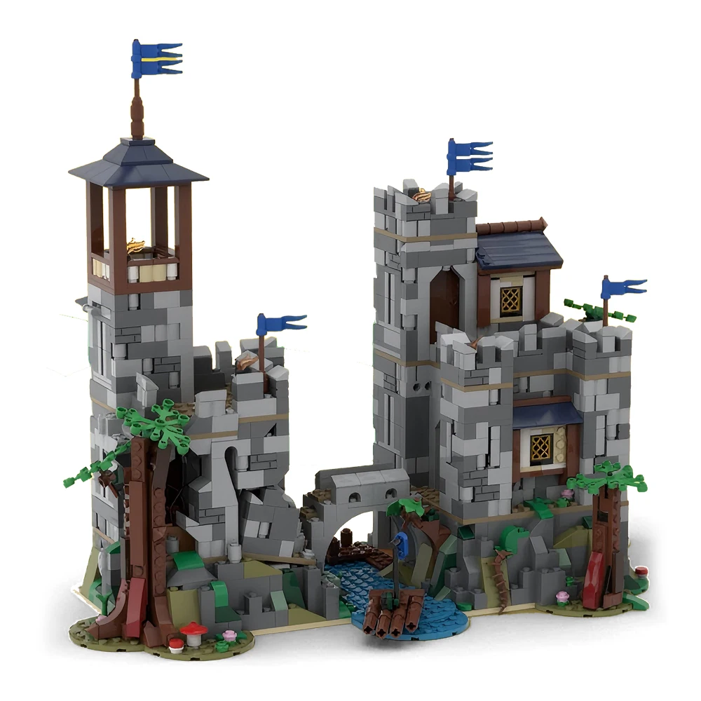 MOC medieval retro architecture forest hideout assembled castle model DIY building block set children's toys boy gift 2118PCS