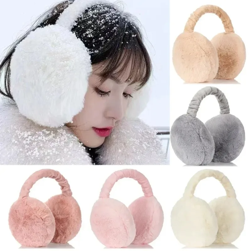 Soft Plush Ear Warmer Winter Warm Earmuffs for Women Men Fashion Solid Color Earflap Outdoor Cold Protection Ear-Muffs Ear Cover