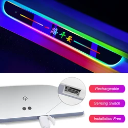 Oplaadbare Instaplijsten Licht Auto Interieur Sfeer Lamp Led Rgb Welkom Pedaal Aangepaste Logo Auto Stijl Accessoire Decor Gift