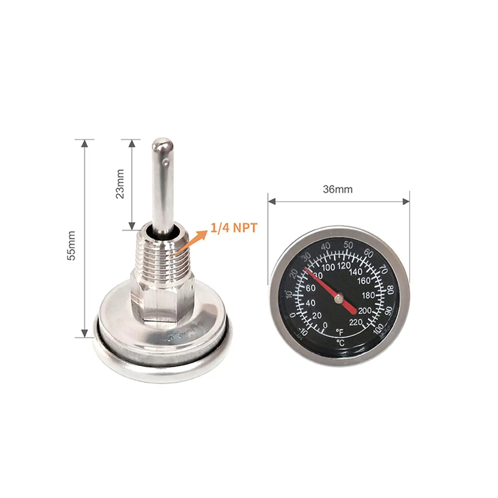 Kettle Thermometer Boiler Dial Thermometer Double Scale Durable Convenient Installation 1/4\