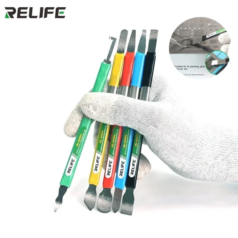 10in1 RELIFE RL-049A Double-Tip Rework Pry Knife for Phone Battary IC Chip Gule Remove Tin Crowbar Scraping Multi-function Tool