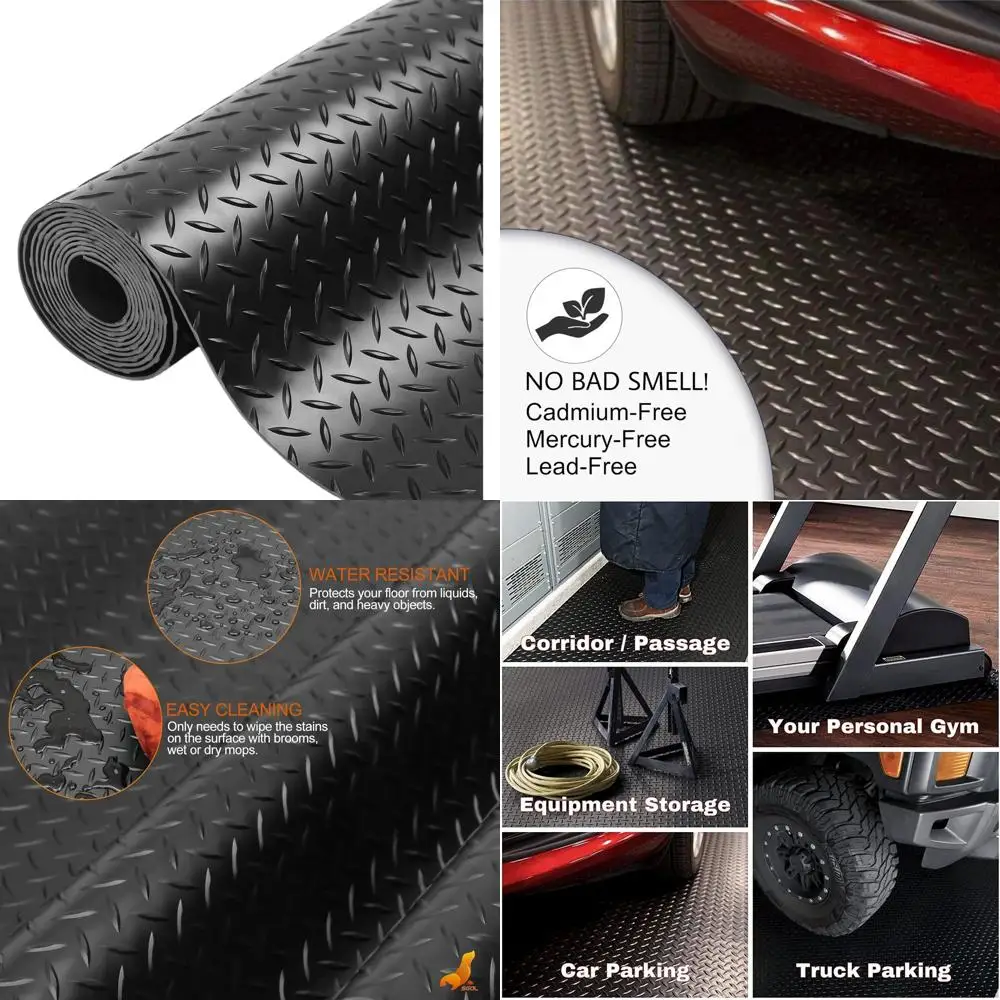 

Thickened 2.8mm Black Heavy Duty Garage Floor Mat, Water/Stain Resistant for Parking, Golf Carts, and Floor Runners