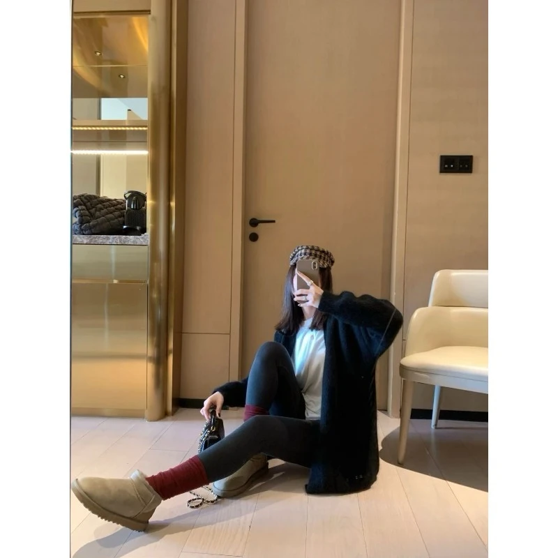 Luksusowe elastyczne spodnie do jogi dla kobiet na jesień i zimę, minimalistyczny styl, spodnie z dwustronnym wykończeniem z polaru, australijski polar.