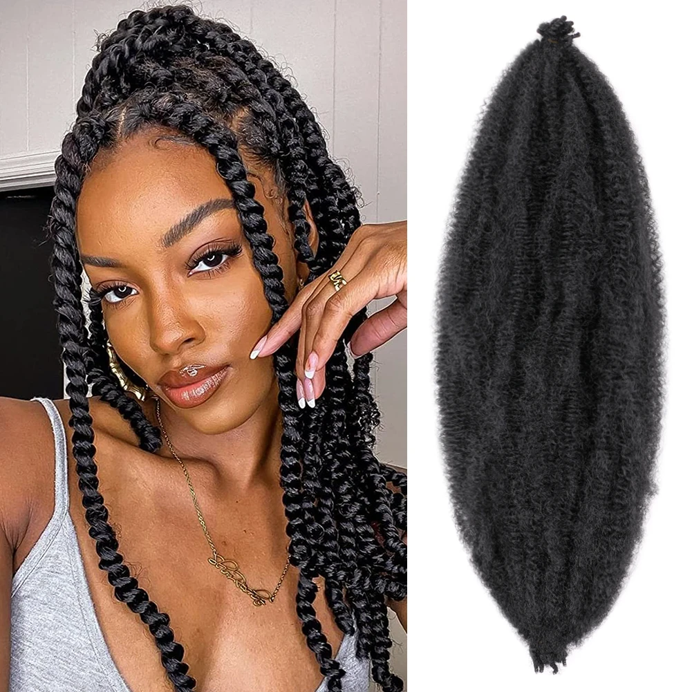 

24Inches Synthetic Afro Marley Twist Braids Extensions For Distressed Soft Locs Fluffy Crochet Hair Butterfly Locs For Women