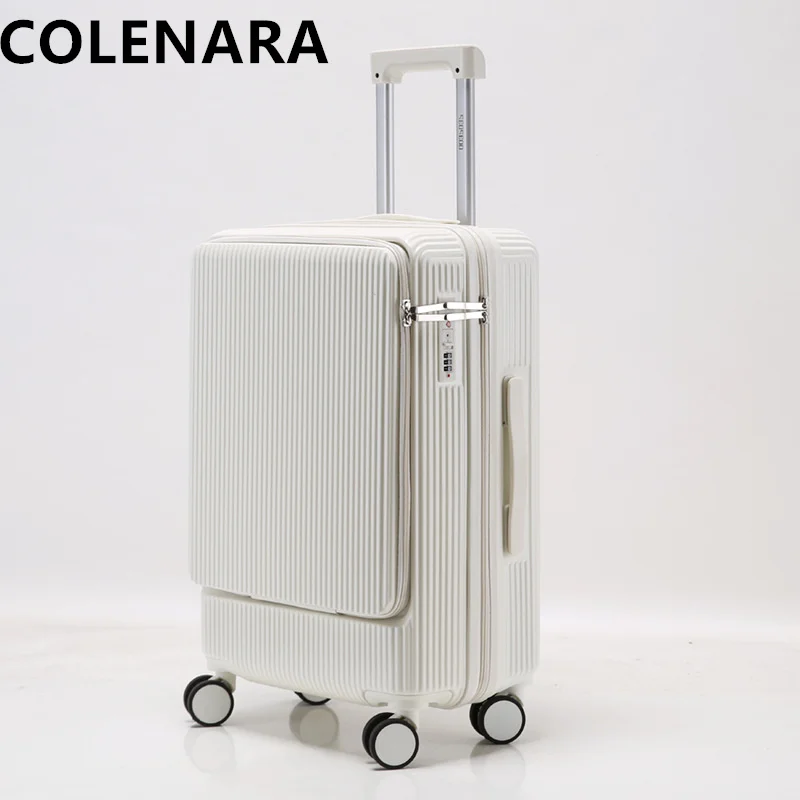 Colenara 20 "22" 24 "26 Inch Cabine Koffer Voor Opening Laptop Instapgeval Abs + Pc Trolley Case Usb Opladen Rollende Bagage