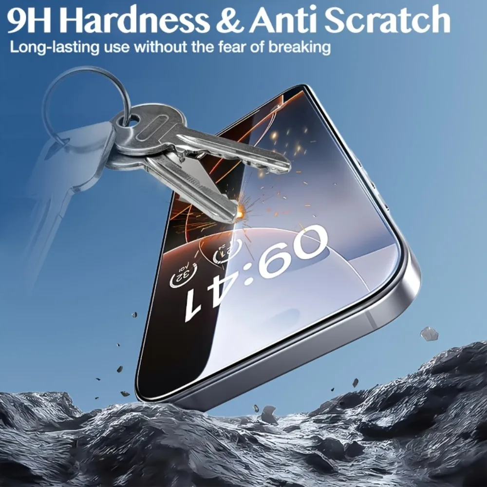 3 قطعة زجاج مقسى عالي الوضوح لهاتف آيفون 17 16 15 Pro Max Air 16e 15 14 Plus 14 13 12 11 Pro XR XS زجاج تركيب خالٍ من الغبار #2