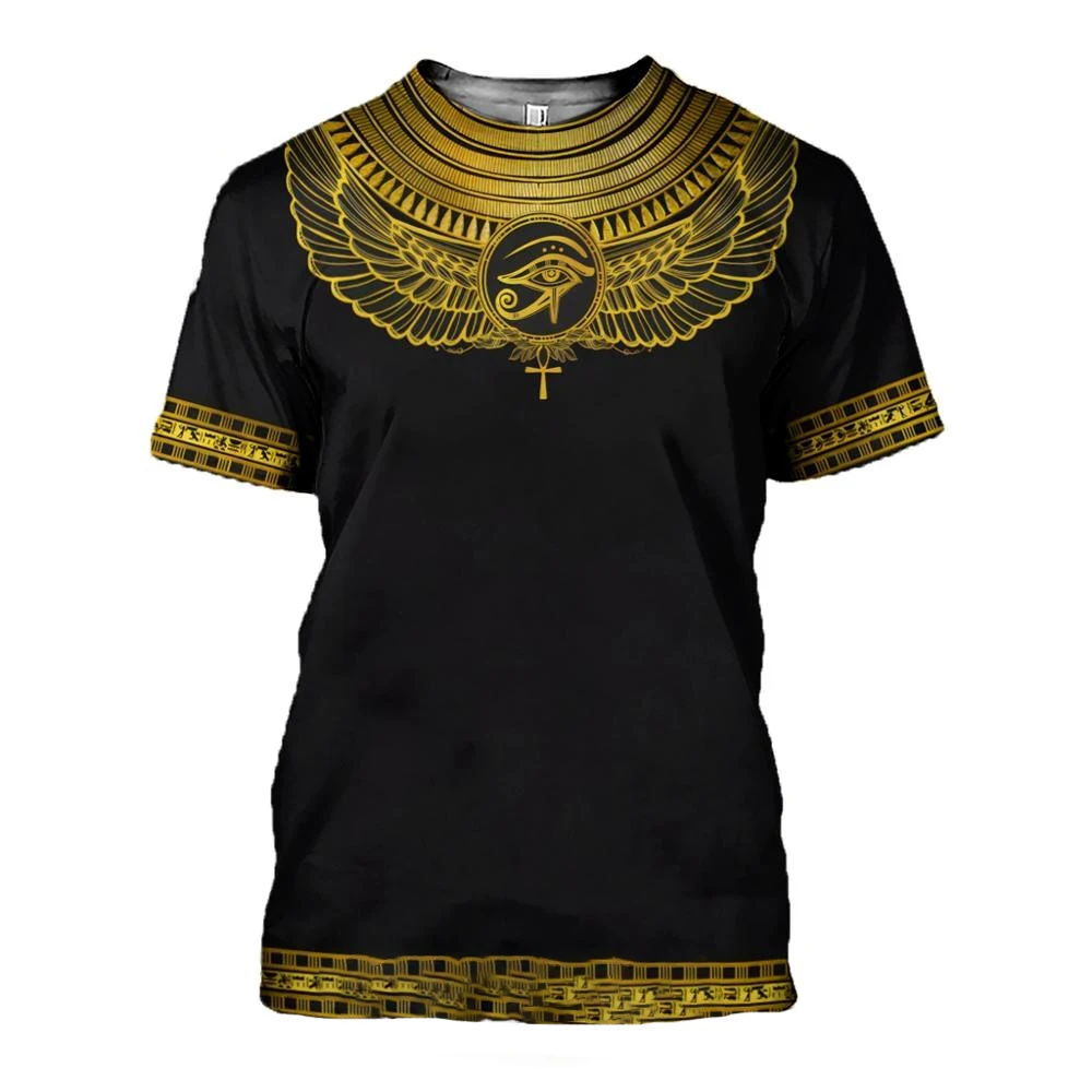 ثلاثية الأبعاد مطبوعة S-5XL تي شيرت الصيف عادية ريترو تي شيرت عين حورس مطبوعة الرجال موضة المتضخم قصيرة الأكمام بلايز المحملة