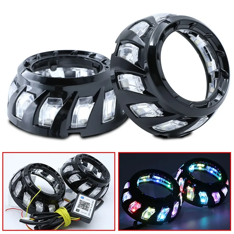 Get Ready for the Dark with Waterproof 10W 1000Lm LED Angel Eyes Mask Shrouds Cover Bluetooth Control for Car Headlight