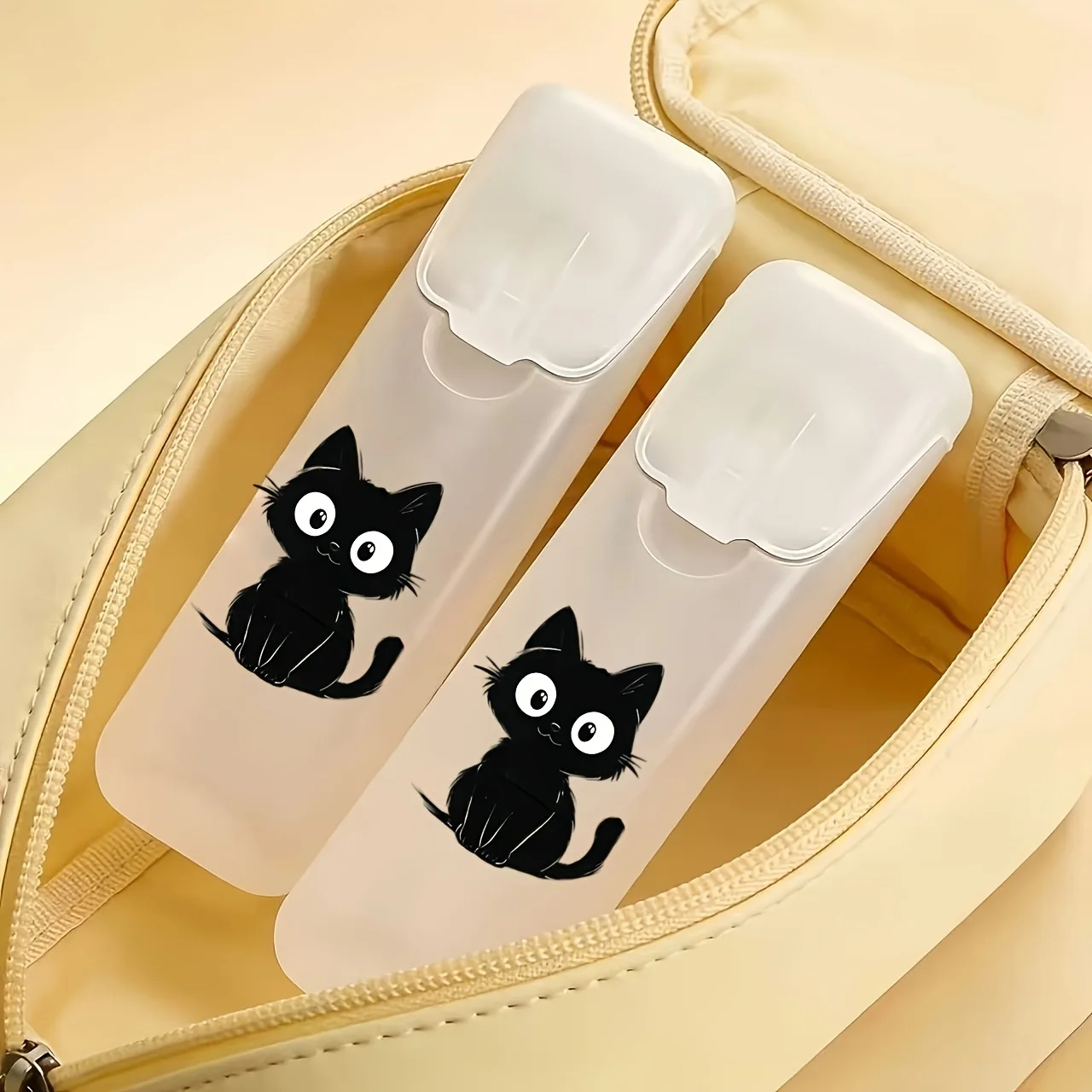 1Pc New Cute Black Cat Print Portable Travel Cotton Swab Storage Box, Dental Floss Storage Box (Box Only), Portable Storage, Jewelry Organizer, Cotton Swab Organizer, Compact Box, Lightweight Box, Durable Plastic, Sturdy Structure, Cotton Swab Storage, for Frequent Travelers, Home Storage, Travel Accessories, Gift for Friends, Birthday Gift, Valentine's Day Gift, Christmas Gift, New Year Gift
