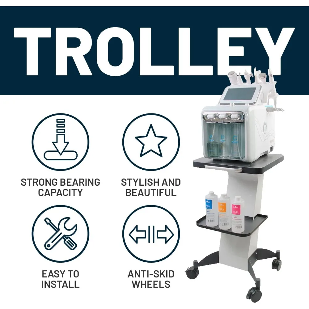 Beauty Trolley Salon Rolling Cart – A White Color Moveable Esthetician Machine ,and Stand – Mobile cart of Aluminum Alloy