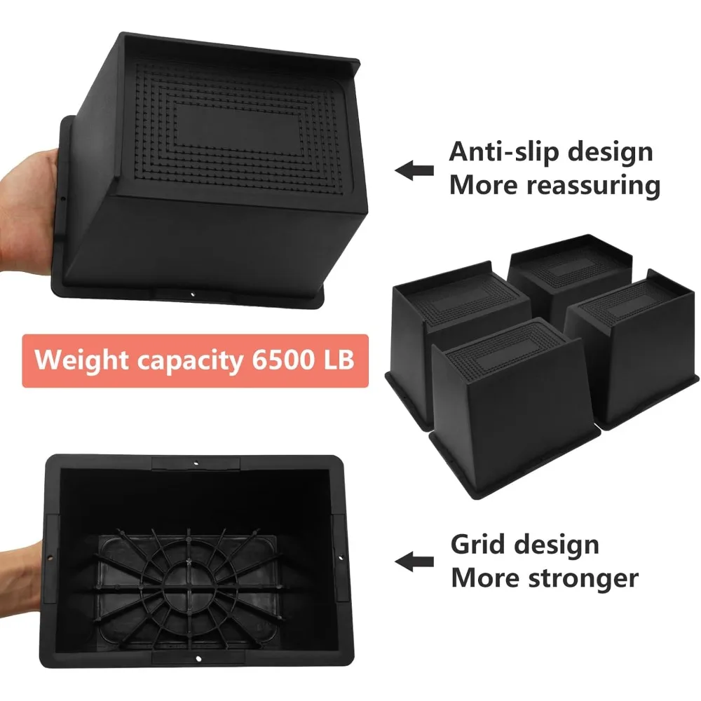 4 pacotes de elevadores de cama de 6 polegadas, resistentes, elevadores de móveis de grandes dimensões, elevadores de cama extra largos para mesa, sofá, dormitório duplo XL, Couc