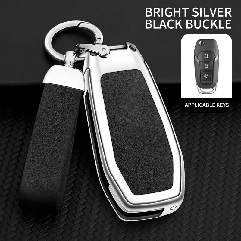 Leder-Autoschlüsselhülle für Ford Figo Mondeo 5 Ecosport Puma Fiesta Mk8 Everest Ranger Zubehör – Detail 16