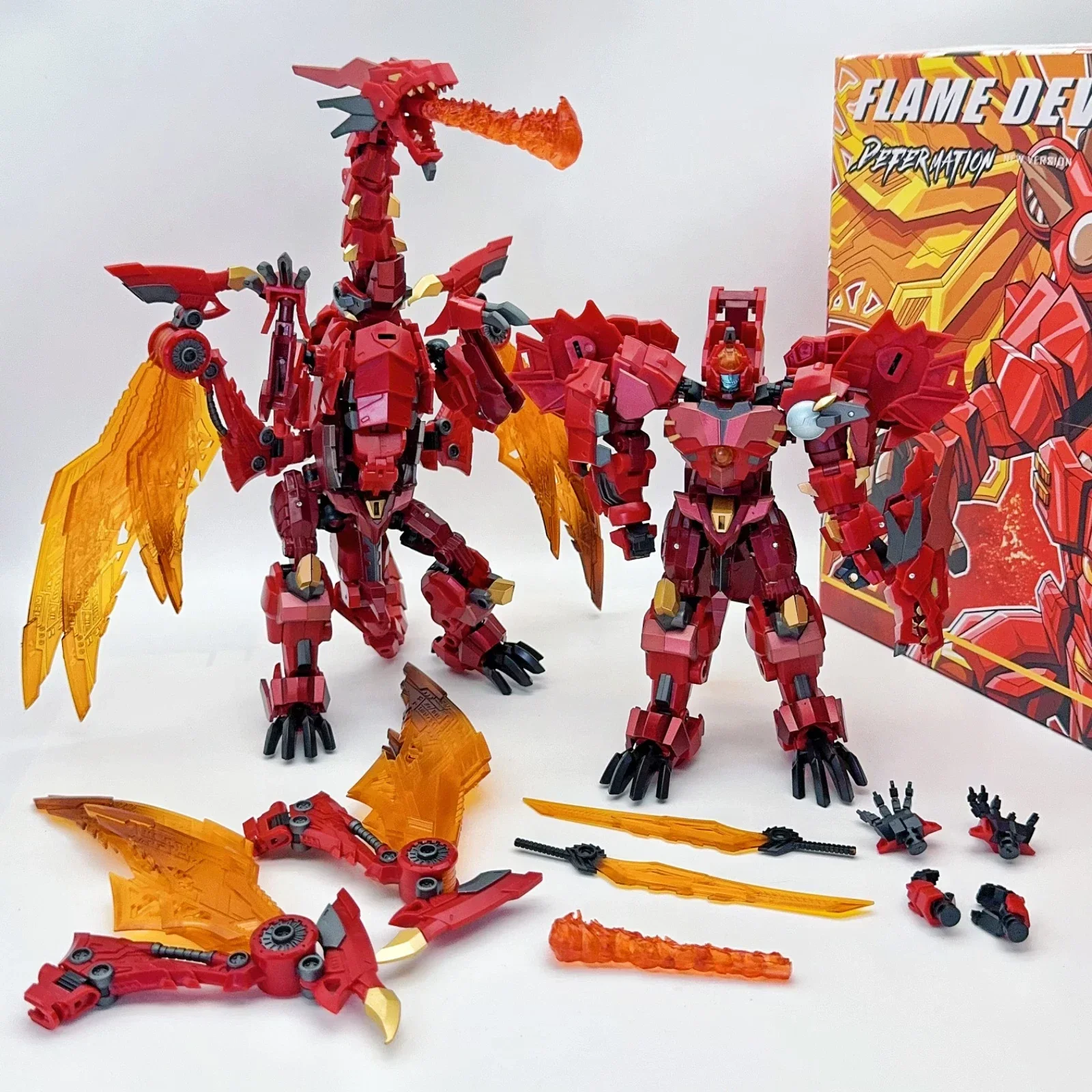 Auf Lager, verwandelndes Spielzeug, JinBao Mini Flame Dragon 8871, rotes Robotermodell, Action-Puppenfiguren, Sammlung, Geschenke, Anime