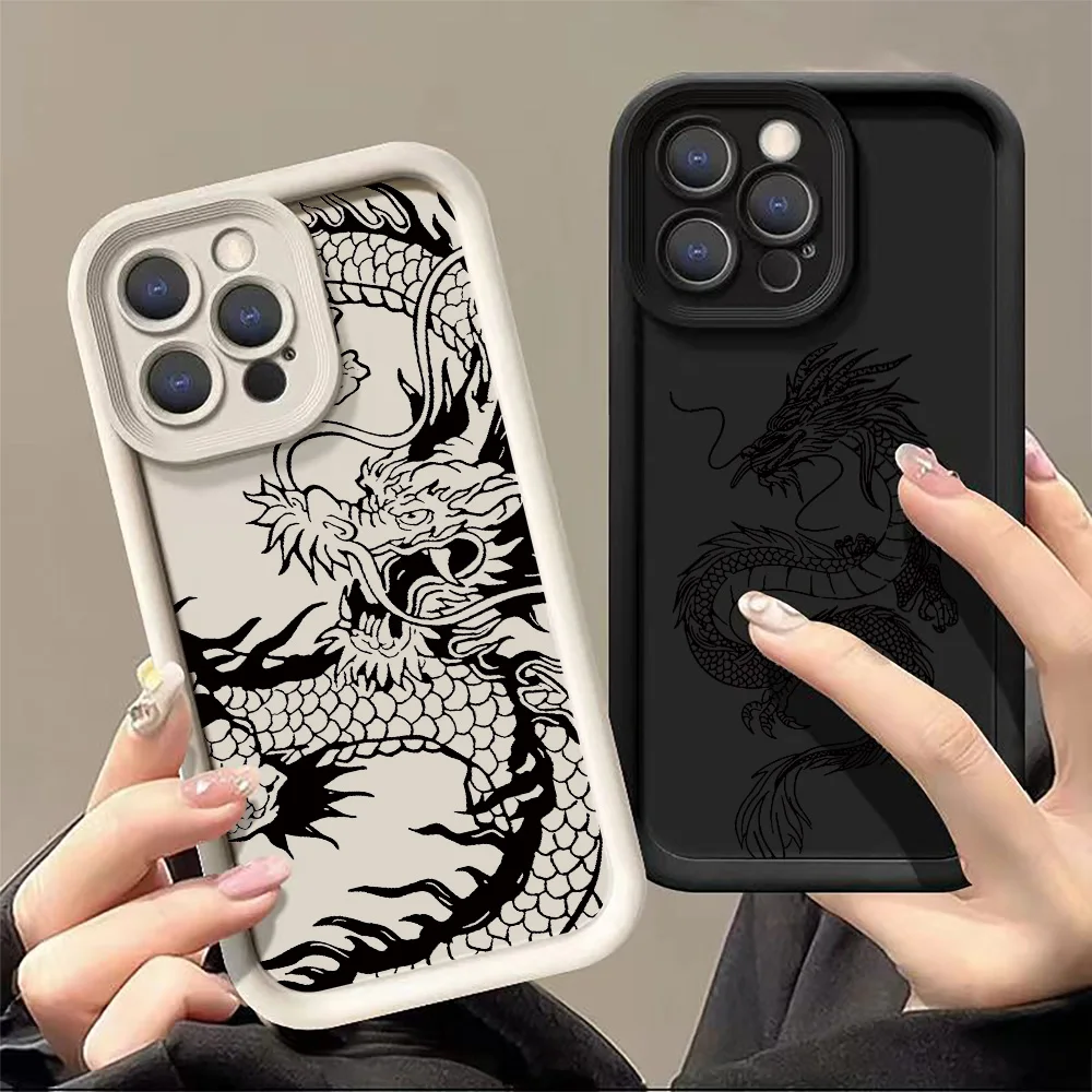 Chinese Dragon Shockproof TPU Phone Case For Realme C67 C65 C63 C61 C55 C53 C51S GT 6 6T Neo 6 SE 13 12 11 10 Pro Plus 9 8 Cover