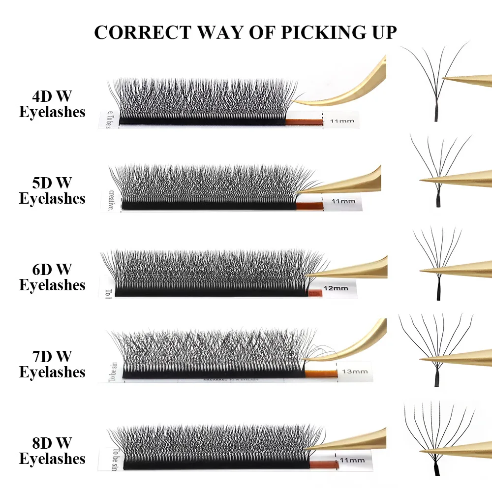 NAGARAKU Automatic Flowering 3D 4D 5D 6D 7D 8D W Shape All Size Premade Fans Eyelash Extensions Natural Soft Individual Lashes