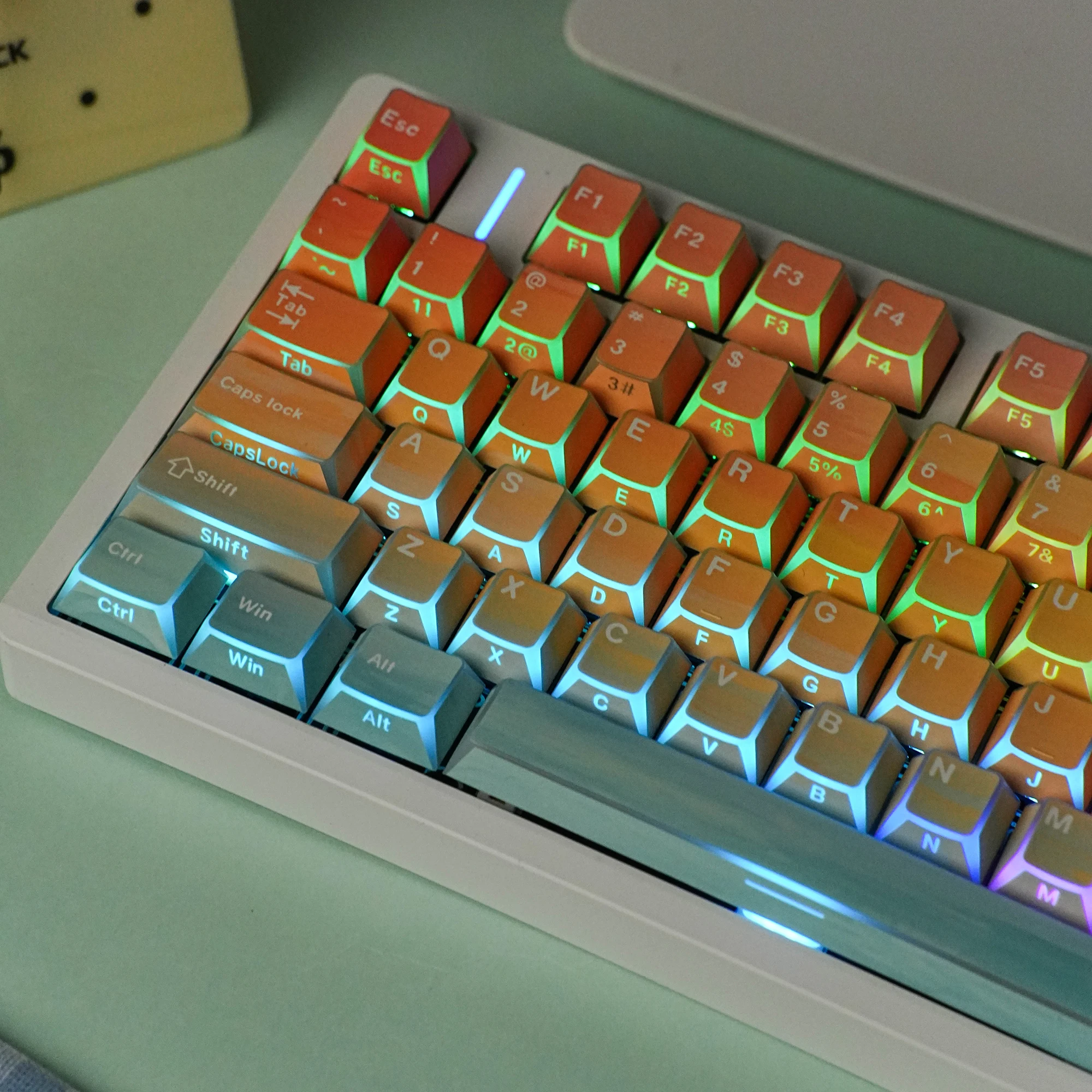 Korean Russian DE ES FR Hebrew PBT Keycaps Cherry Dye Sub Double Shot Edge Side Backlit Ocean Sunset Gradient Keyboard Keycap