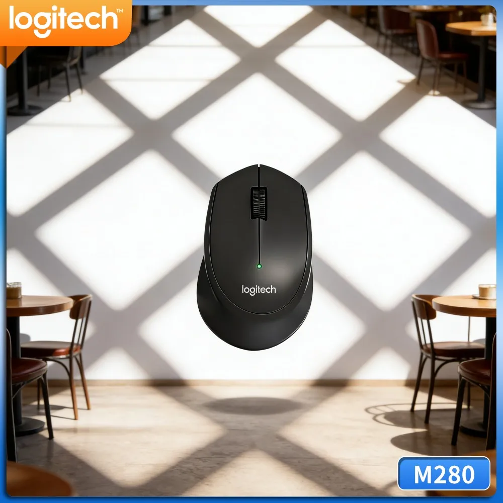Logitech M280 Ergonomic Wireless Mouse 1000 DPI Optical Sensor 18-Month Battery 10M Range For Desktop Office PC
