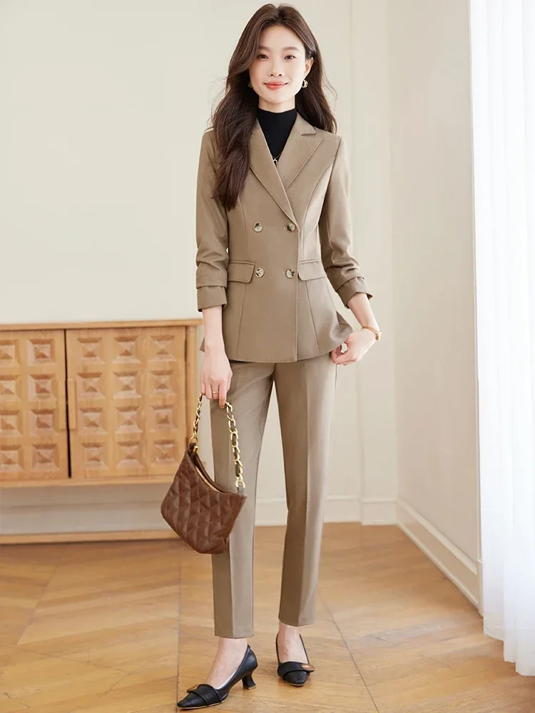 

AIyssa Fashionable Professional Women's Clothing High-Quality Two-Piece Set Pants + Jacket 。Autumn Winter New Arrival 2025