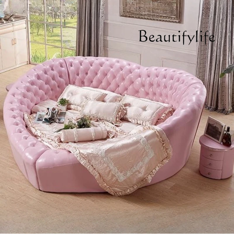 

smart home Modern Frame Luxury Double Bed Headboard King Size Full Frames Round Bed Twin Queen Modern Cama Matrimonial Bedroom F