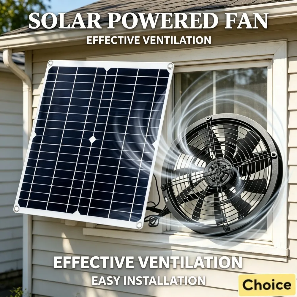 

15-25W Commercial Mini Solar Vent Fan Kit Light Duty Exhaust Fan for Small Farm House Pet Shop Shed