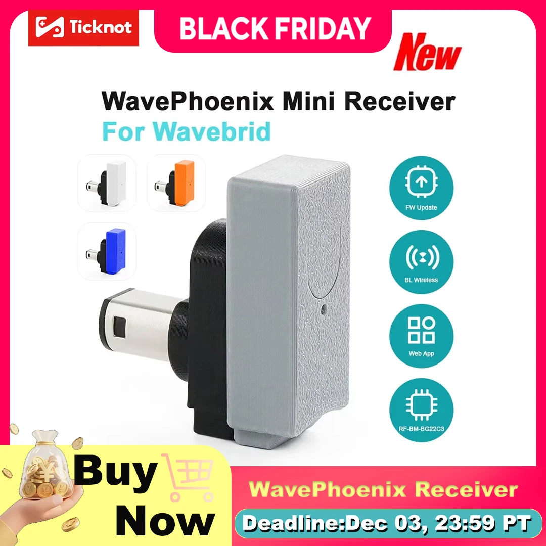 WavePhoenix Wireless Receiver For Nintendo WaveBird Controller Adapter Compatible With GameCube & Wii (RVL-001)