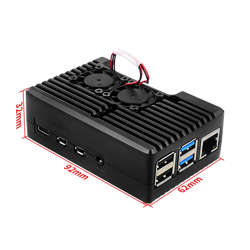 Raspberry Pi 4 Dual Fan Aluminum Case Active Passive Cooing Protective Shell for Raspberry Pi 4 Model B