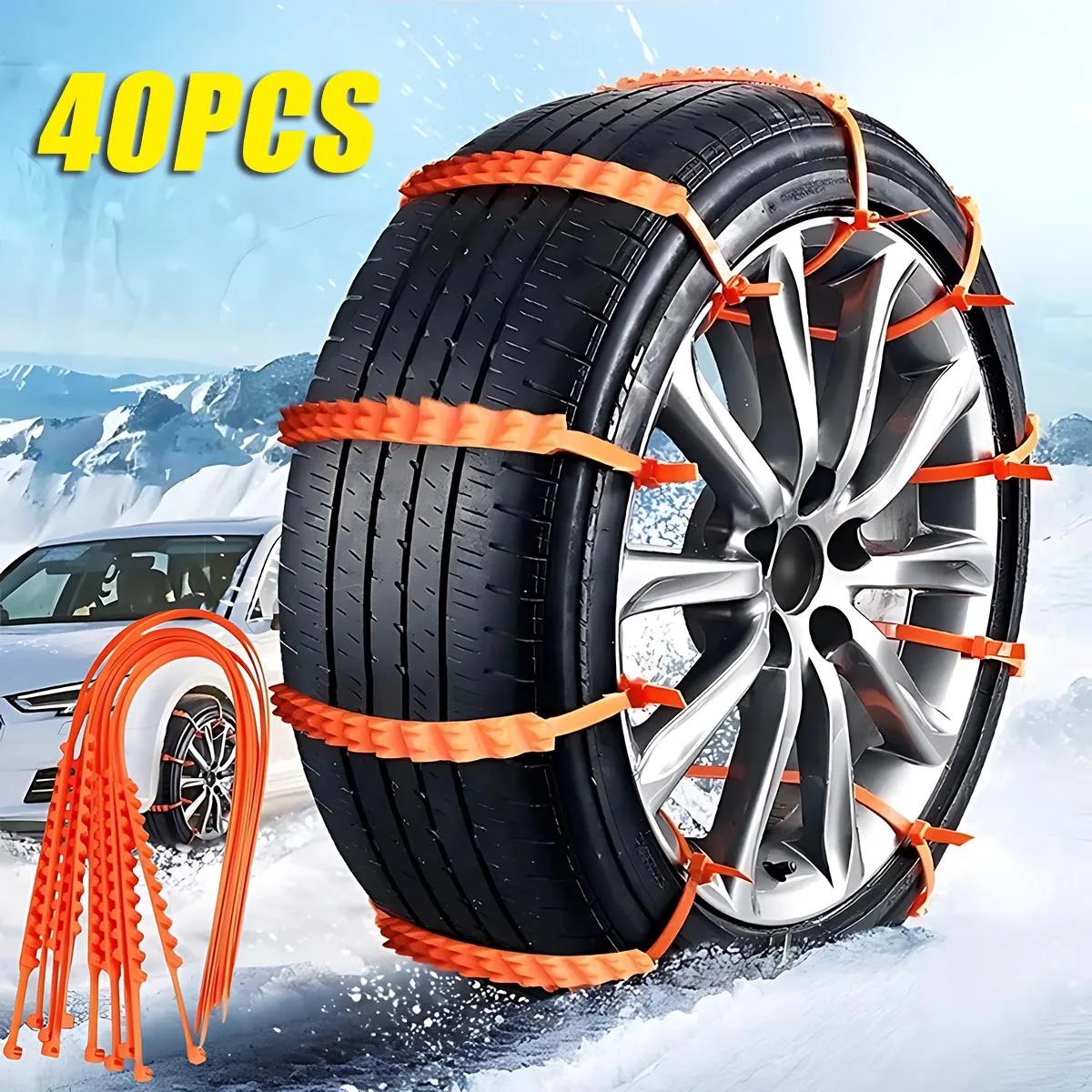 40PCS Anti Skid Snow Chains Car Winter Tire Wheels Chains Winter Outdoor Snow Tire Emergency Double Grooves Anti-Skid Chains