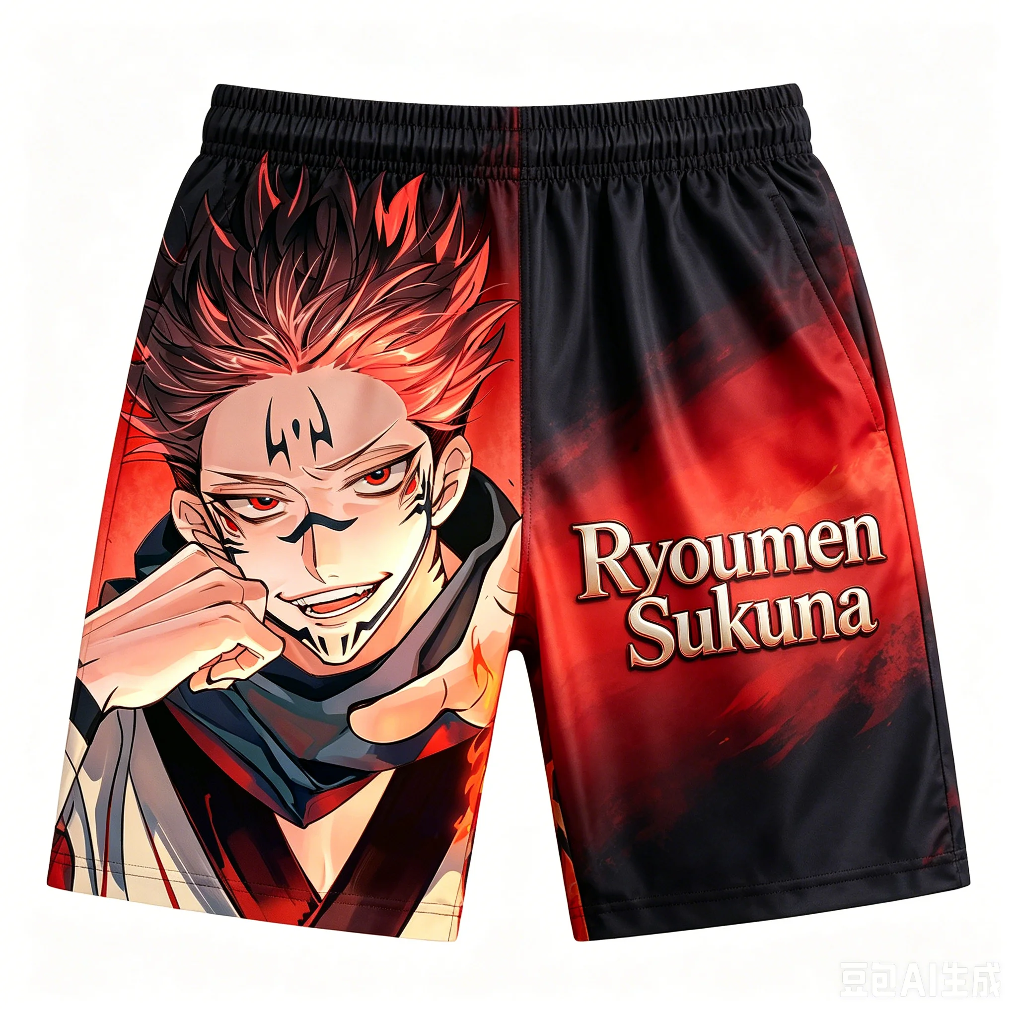 2026 Summer Jujutsu Kaisen Ryomen Sukuna Quick Dry Gym Shorts, Men's Unisex Anime Print Running Sports Board Casual Shorts