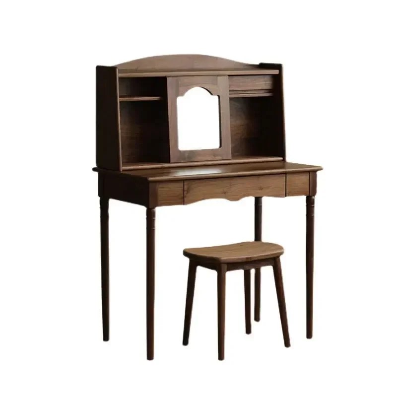 

American solid wood black walnut dressing table, medieval dressing table, modern simple bedroom dressing