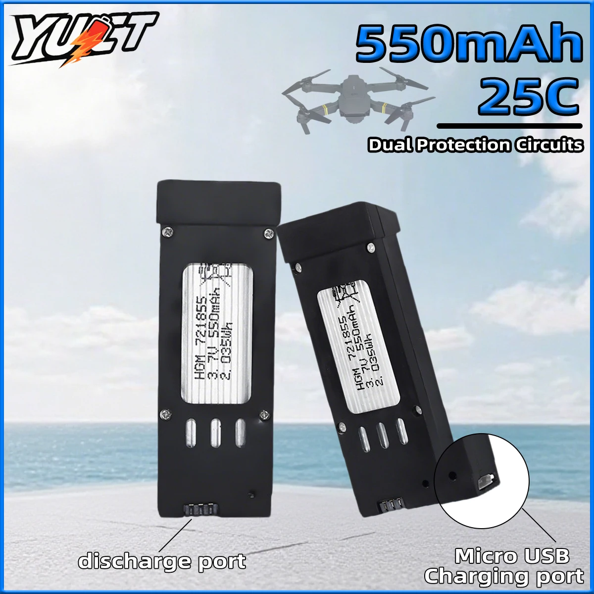 E58 JY019 Universal Model Aircraft Battery 3.7V 550mAh RC Aerial Photography Quadruple Folding Drone Lithium Battery