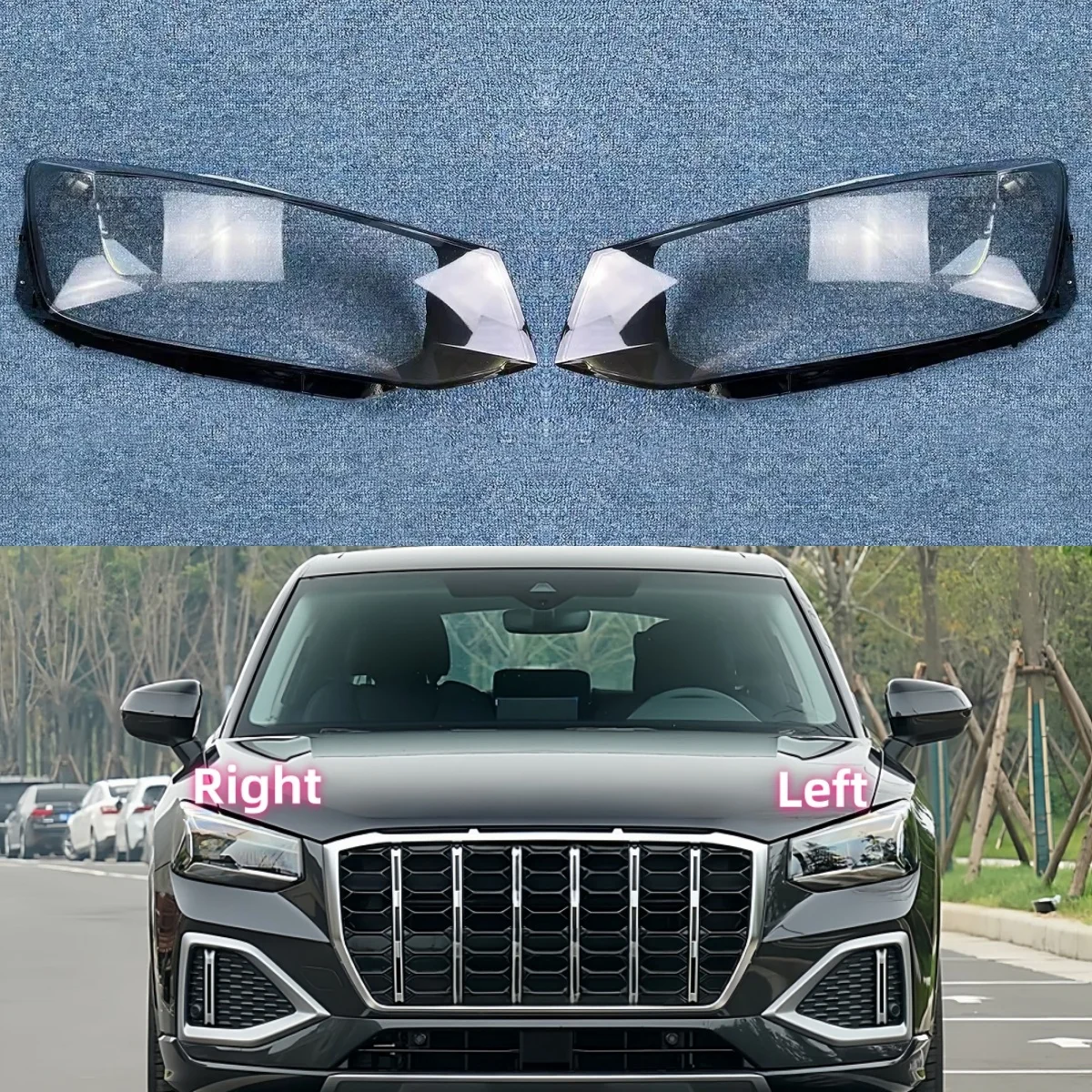 

Для Audi Q2 Q2L 2022 2023 2024, абажур, корпус фары, маска, крышка фары, прозрачный абажур, линза из плексигласа
