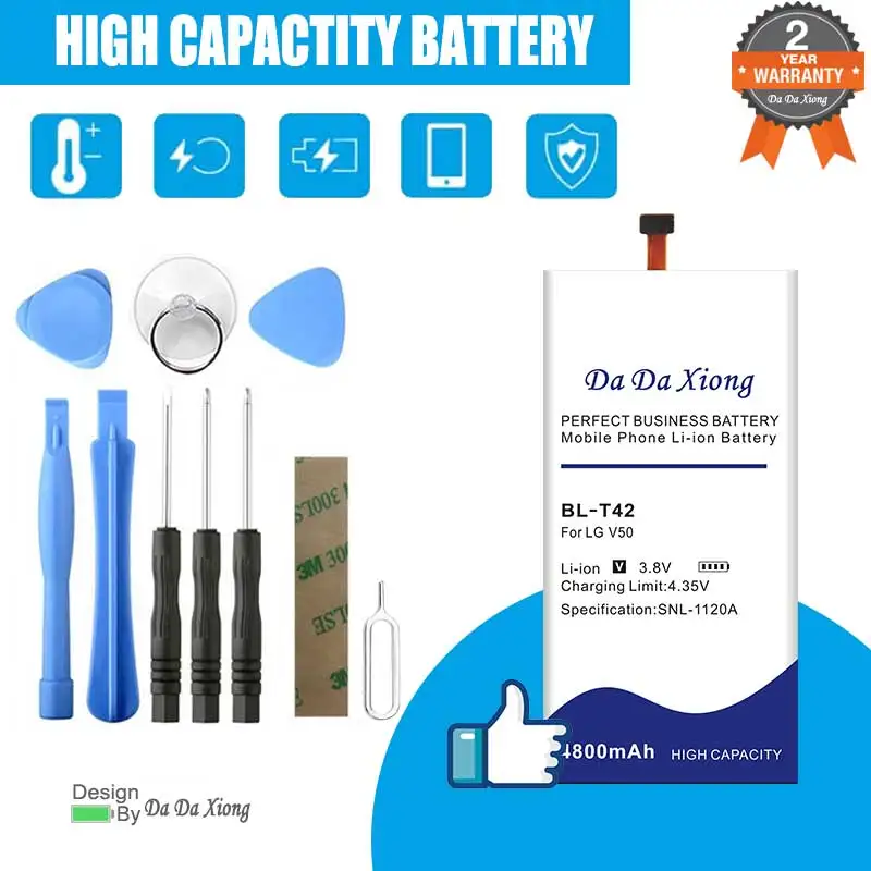 New 4800mAh BL-T42 Battery for LG V50 ThinQ 5G LM-V500 V500N V500EM v500xm Free Double-Sided Tape Sticker