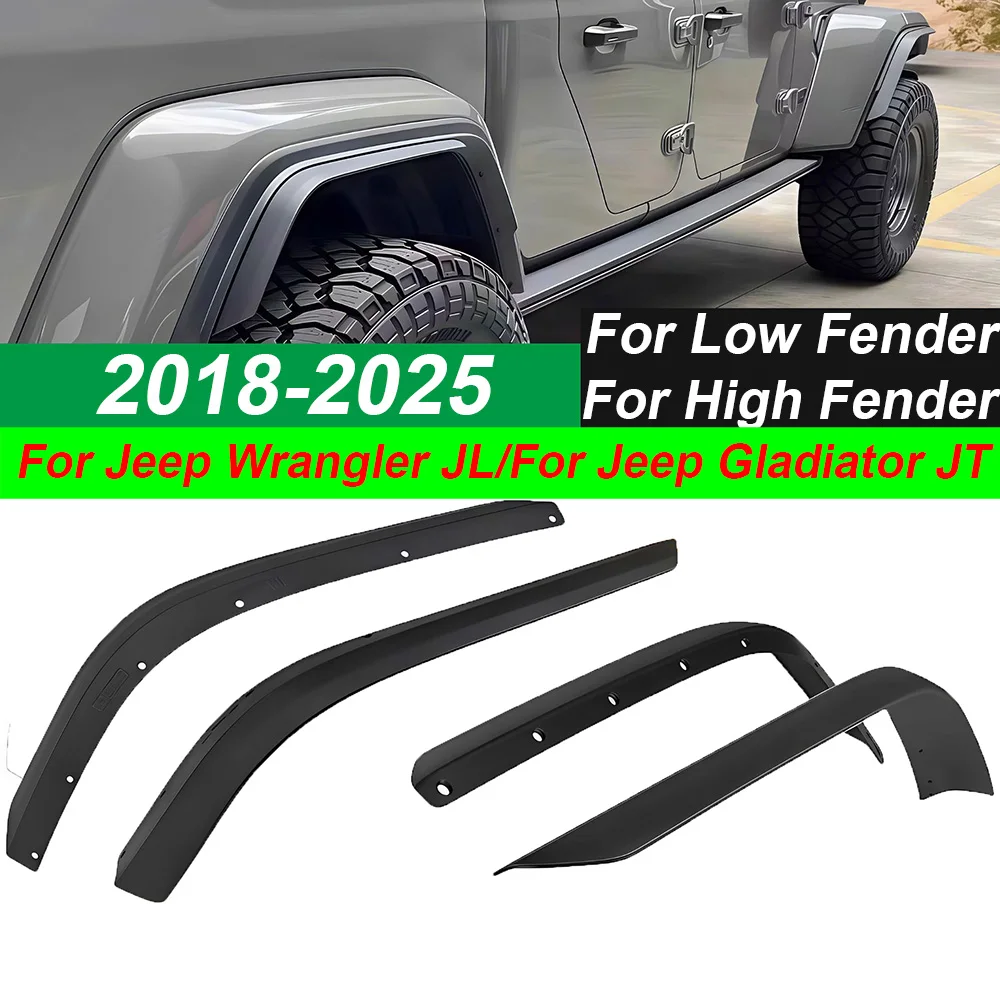 

Wide Fender Flares Mud Flaps for Jeep Wrangler JL Gladiator JT 2018-2025 Off-Road Wheel Arch Trim Splash Guards Car Accessories