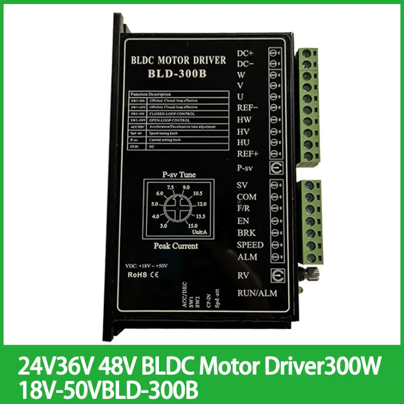 

24V 36V 48V BLDC Motor Driver 300W 18V-50V DC Brushless DC Motor Driver Controller BLD-300B