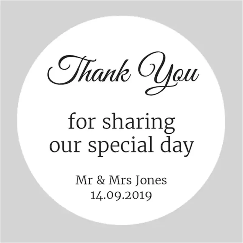 

100pcs Personalised Wedding Thank You Sticker For Favour Bags Thank You Cards Wedding Gift Thank You For Sharing Our Special Day