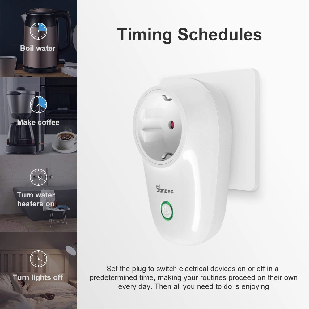 Розетка SONOFF S26 EU/BR Wi-Fi, беспроводная умная розетка, умная розетка, умный дом, работает с приложением Alexa Google Home eWeLink