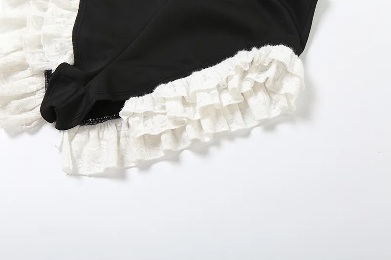 Ruffles Patchwork Elegant Women 2 Piece Set Notched Collar Long Sleeve Zipper Blazer Coat Tops + Shorts Casual Streetwear Suits