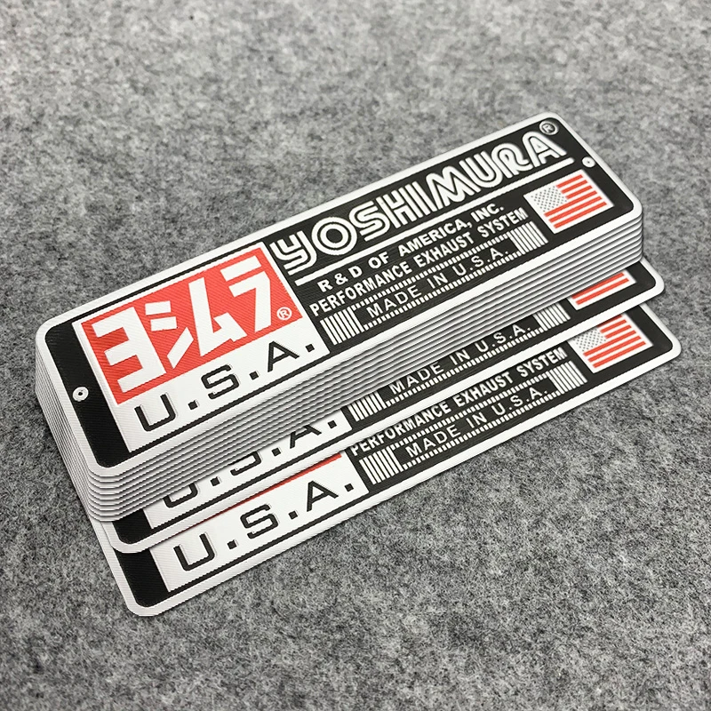 10PCS A Lot Motorcycle Accessories Aluminum Alloy Sticker Decals Heat Resistant Waterproof Stickers For YOSHIMURA Exhaust Pipe